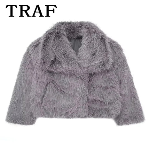 TRAF Luxus-Mantel aus Kunstpelz
