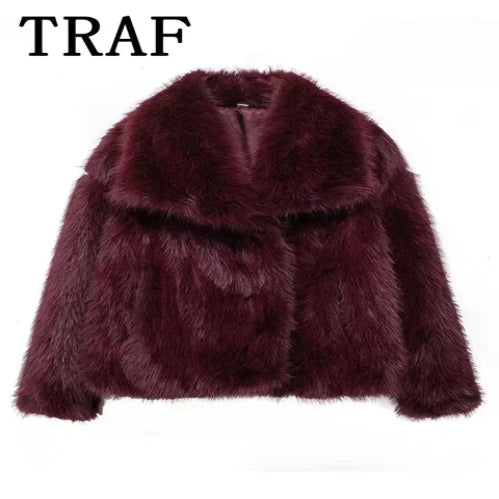 TRAF Luxus-Mantel aus Kunstpelz