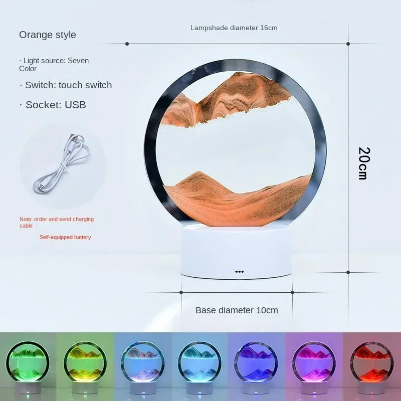 3D Moving Sand Art Table Lamp With Remote Control