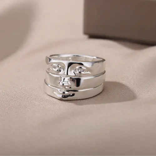 Dianty Damen-Ring mit weinendem Gesicht und stapelbarem Gesichtsring