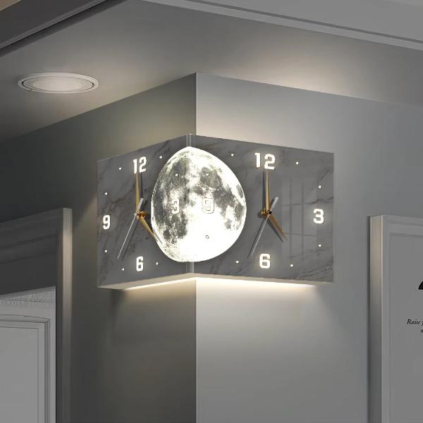 DOUBLE SIDED CORNER WALL CLOCK