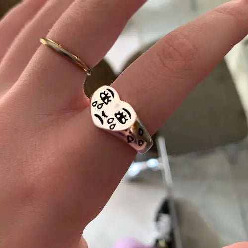 Dianty Damen-Ring mit weinendem Gesicht und stapelbarem Gesichtsring
