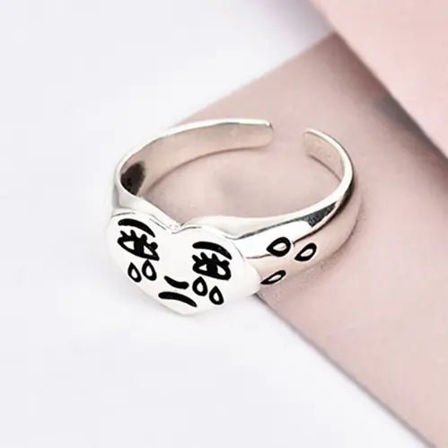 Dianty Damen-Ring mit weinendem Gesicht und stapelbarem Gesichtsring