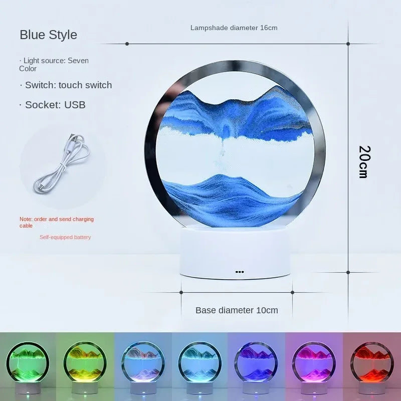 3D Moving Sand Art Table Lamp With Remote Control