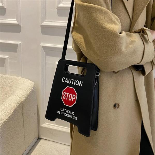 Novelty Caution Sign Tote Handbag