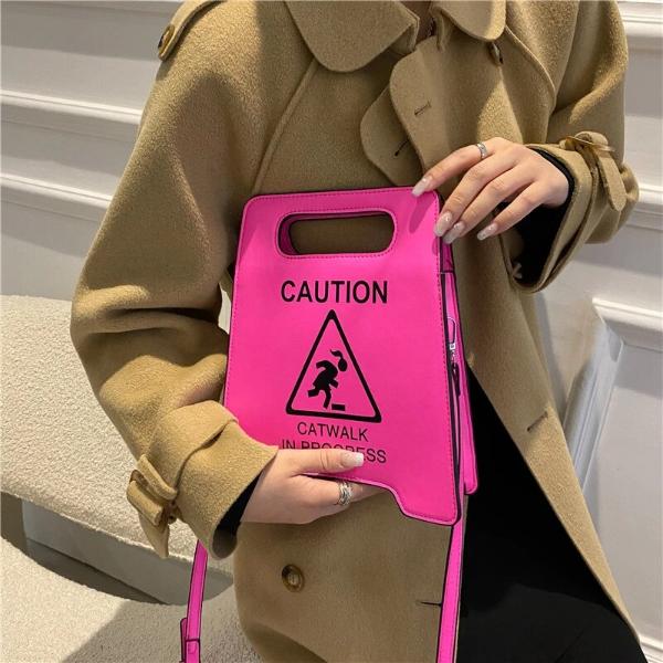 Novelty Caution Sign Tote Handbag