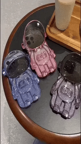 iPhone用グリッター宇宙飛行士電話ケース(レンズ保護ケース)