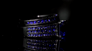 ラブブルーラインストーンカップルリング