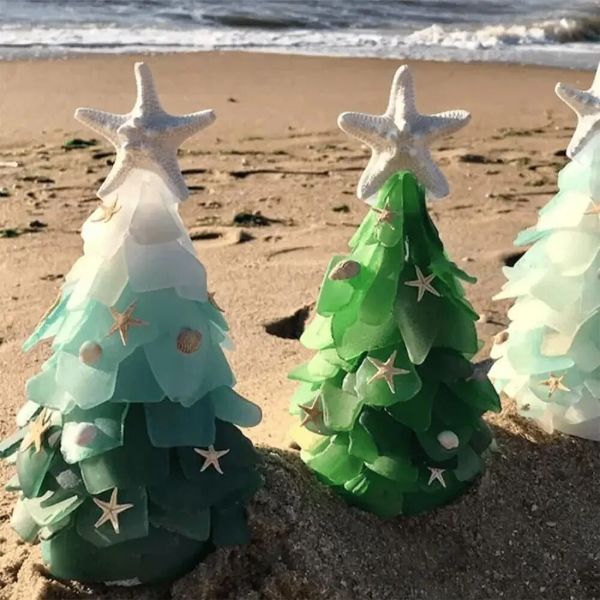 シーグラスの手作りクリスマスツリー