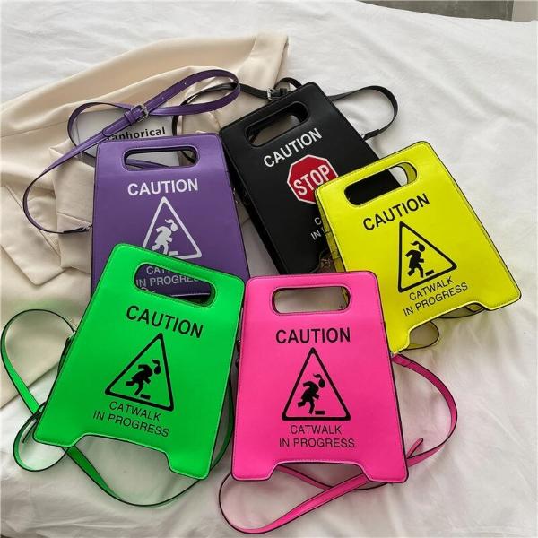 Novelty Caution Sign Tote Handbag