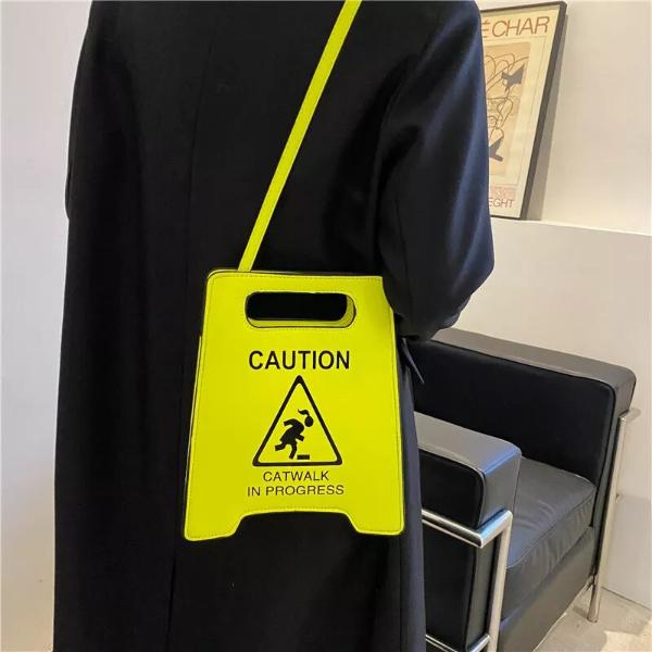 Novelty Caution Sign Tote Handbag