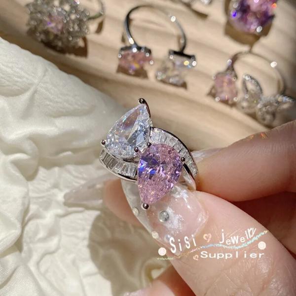 Pink Butterfly Zircon Ring Accessories