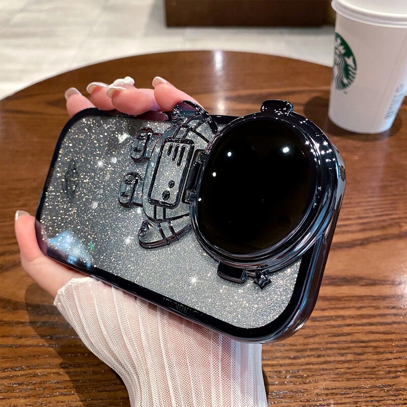 iPhone用グリッター宇宙飛行士電話ケース(完全保護)