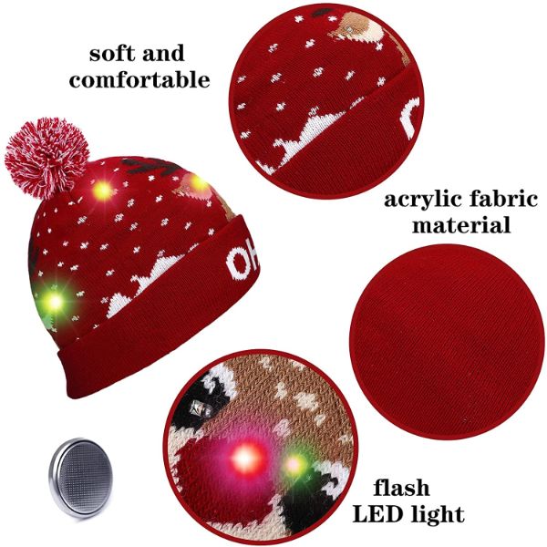 Weihnachts-LED-Bean-Strickmütze