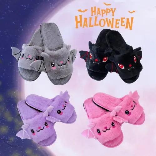 ハロウィーンの不気味なコウモリのカボチャのぬいぐるみスリッパ