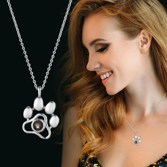 Personalized Engraved Pet Paw Print Necklace