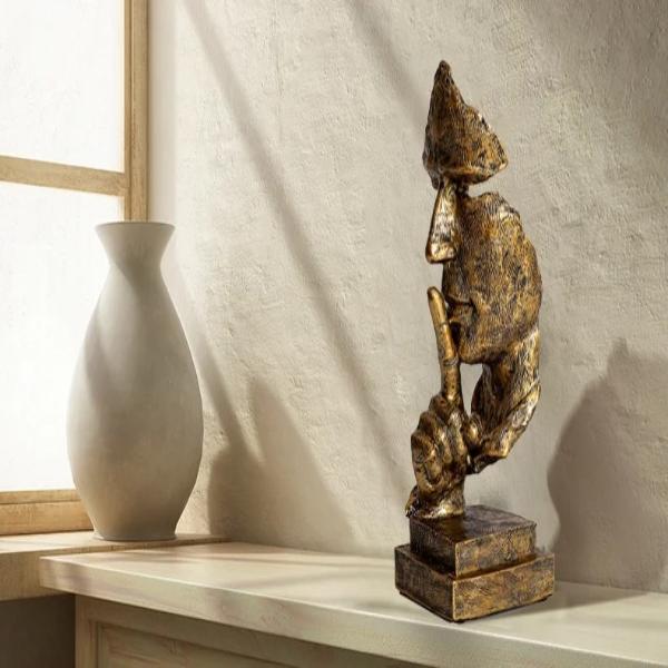 Nordische abstrakte Kunst-Denkerstatue & Schweigen ist Gold-Denkerstatue