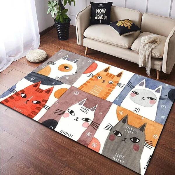 リビングルームの猫の装飾フロアマット