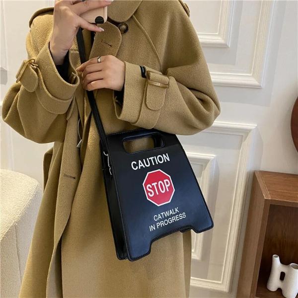 Novelty Caution Sign Tote Handbag