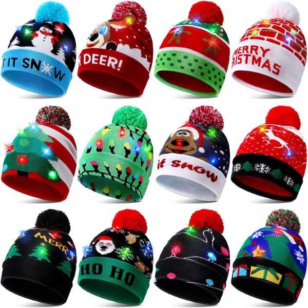 Weihnachts-LED-Bean-Strickmütze