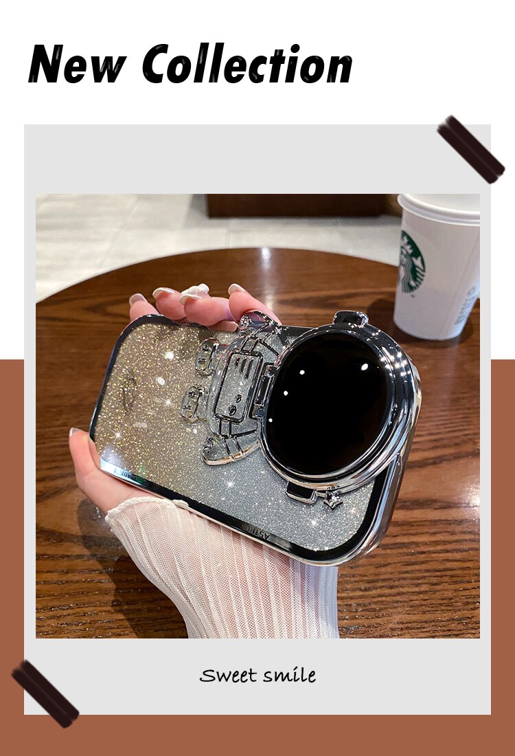 iPhone用グリッター宇宙飛行士電話ケース(完全保護)