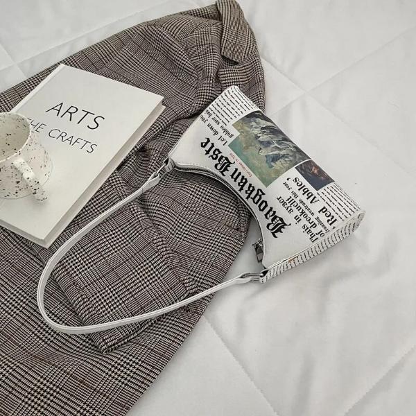 Fashion Newspaper Purse Clutch Bag