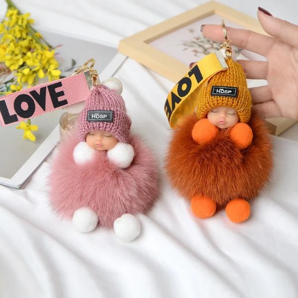 GRATIS GESCHENK Pompom Schlafendes Baby Plüsch Schlüsselanhänger