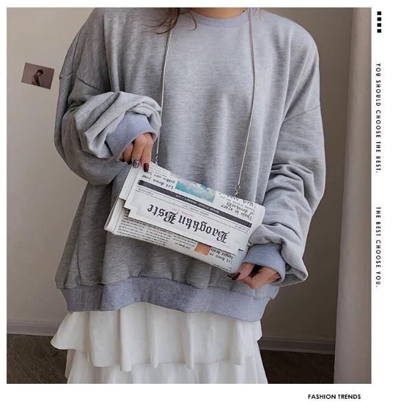 Fashion Newspaper Purse Clutch Bag