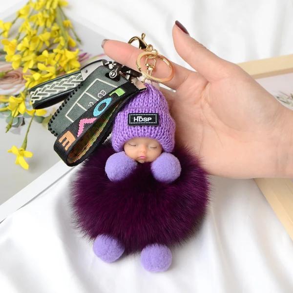 GRATIS GESCHENK Pompom Schlafendes Baby Plüsch Schlüsselanhänger