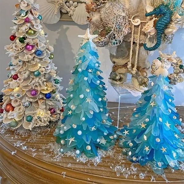 シーグラスの手作りクリスマスツリー