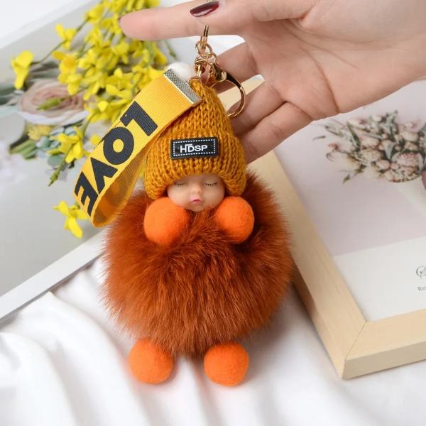 GRATIS GESCHENK Pompom Schlafendes Baby Plüsch Schlüsselanhänger