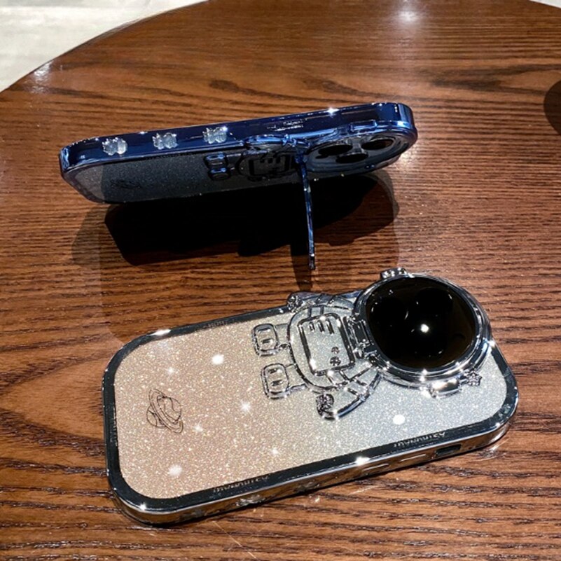 iPhone用グリッター宇宙飛行士電話ケース(完全保護)