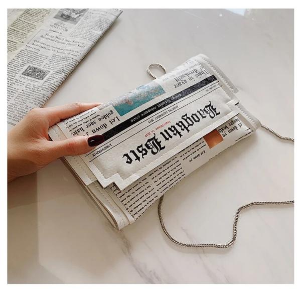 Fashion Newspaper Purse Clutch Bag