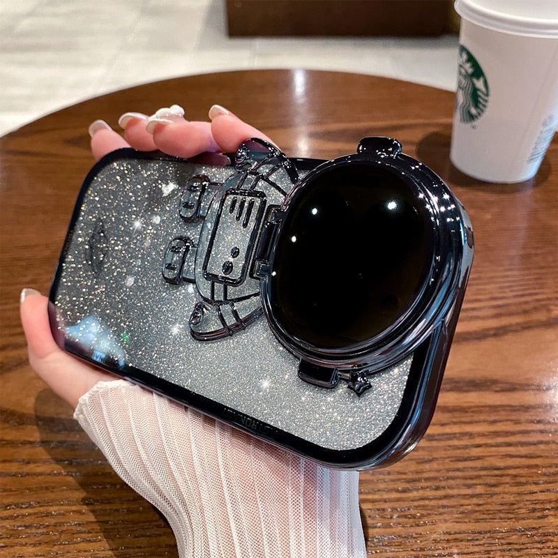 iPhone用グリッター宇宙飛行士電話ケース(完全保護)