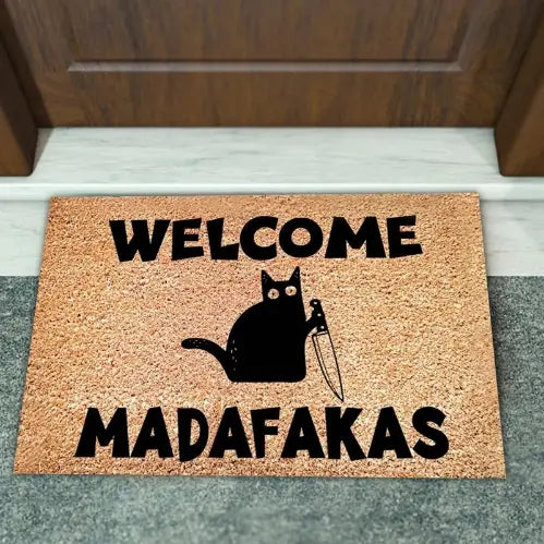 Black Cat MADAFAKAS Door Mat Carpet