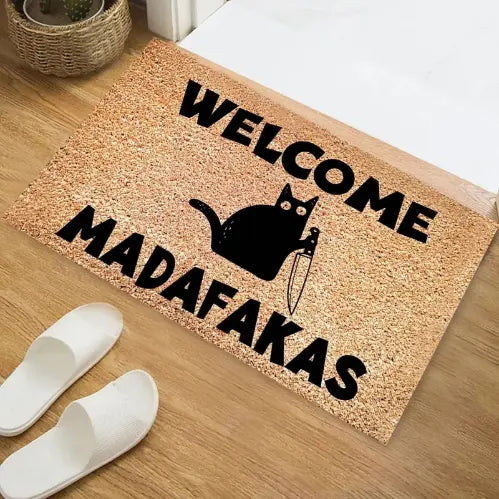 Black Cat MADAFAKAS Door Mat Carpet