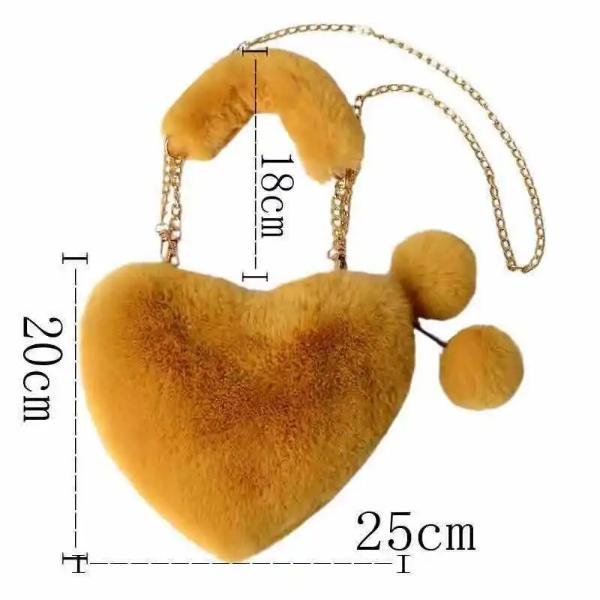 Heart Shaped Faux Fur Plush Bag