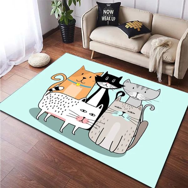 リビングルームの猫の装飾フロアマット