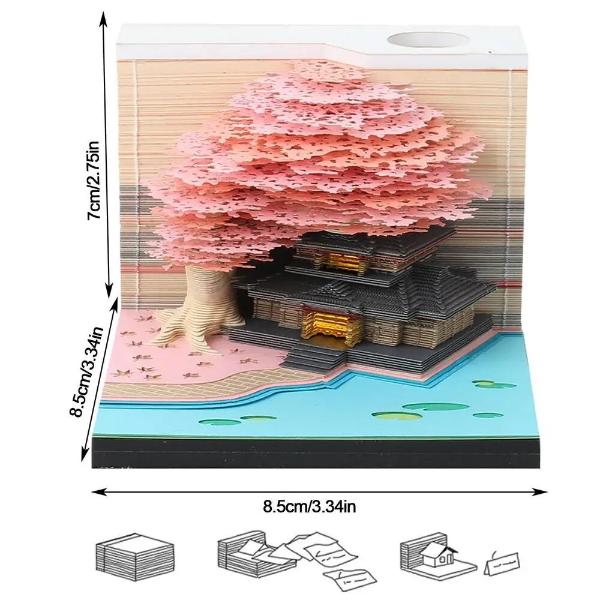 桜の木とキノコのカレンダーメモ 2024