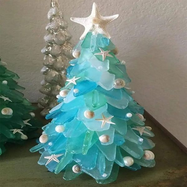 シーグラスの手作りクリスマスツリー