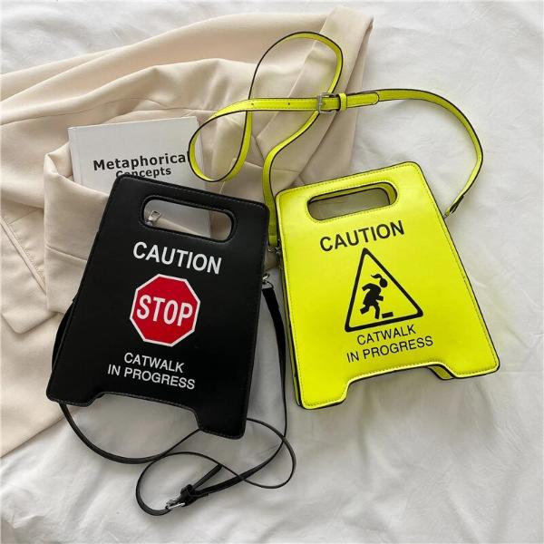 Novelty Caution Sign Tote Handbag