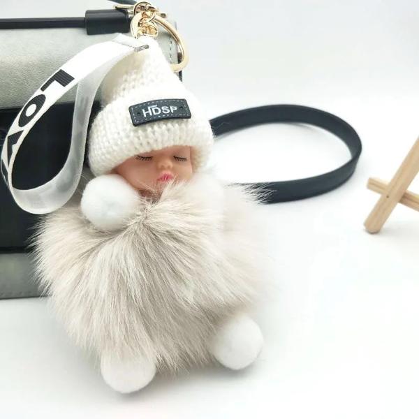 GRATIS GESCHENK Pompom Schlafendes Baby Plüsch Schlüsselanhänger