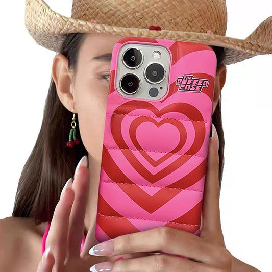 パファーケース ピンク ブルー ハート