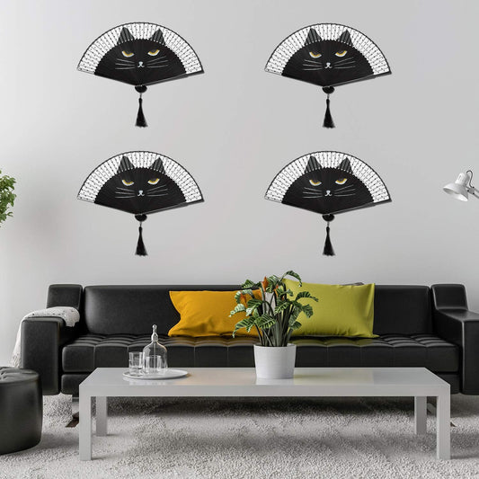 Handgemachter faltbarer japanischer Katzenfächer