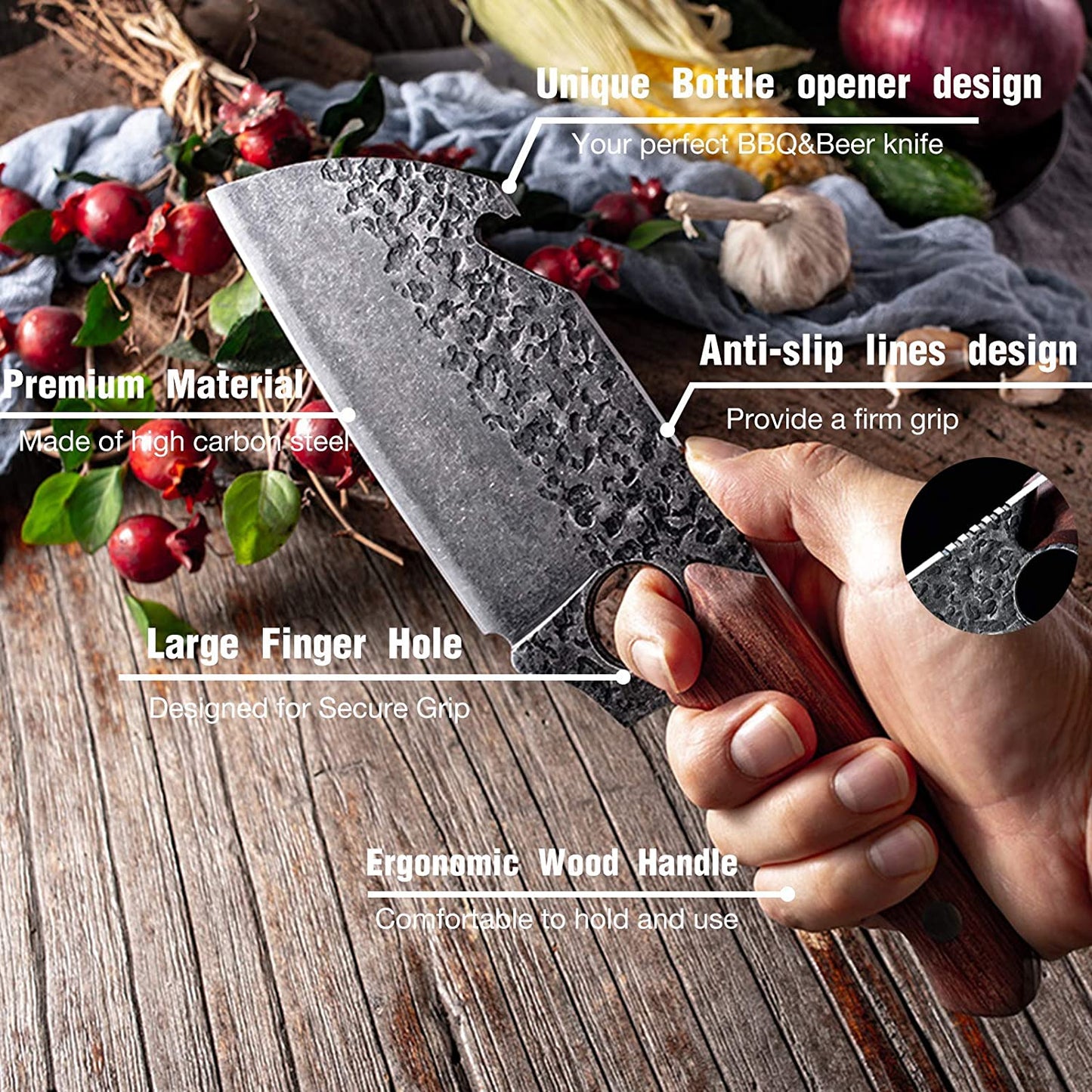 HandForged Meat Butcher Cleaver Kitchen Knife