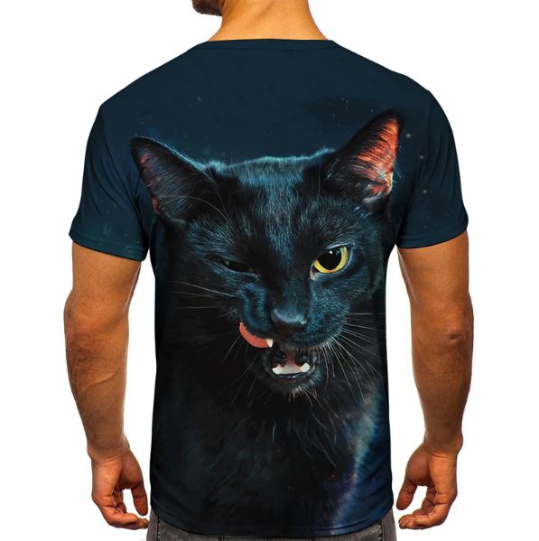 Big Face Black Cat Men T Shirt