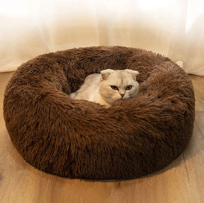 Barkermeow Rundes Plüsch-Donut-Katzen- und Hundebett