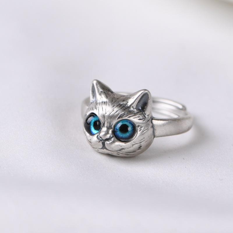 Ring mit Glückskatze, Smiley-Katze und Umarm-Katze