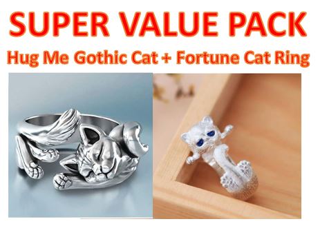 Ring mit Glückskatze, Smiley-Katze und Umarm-Katze