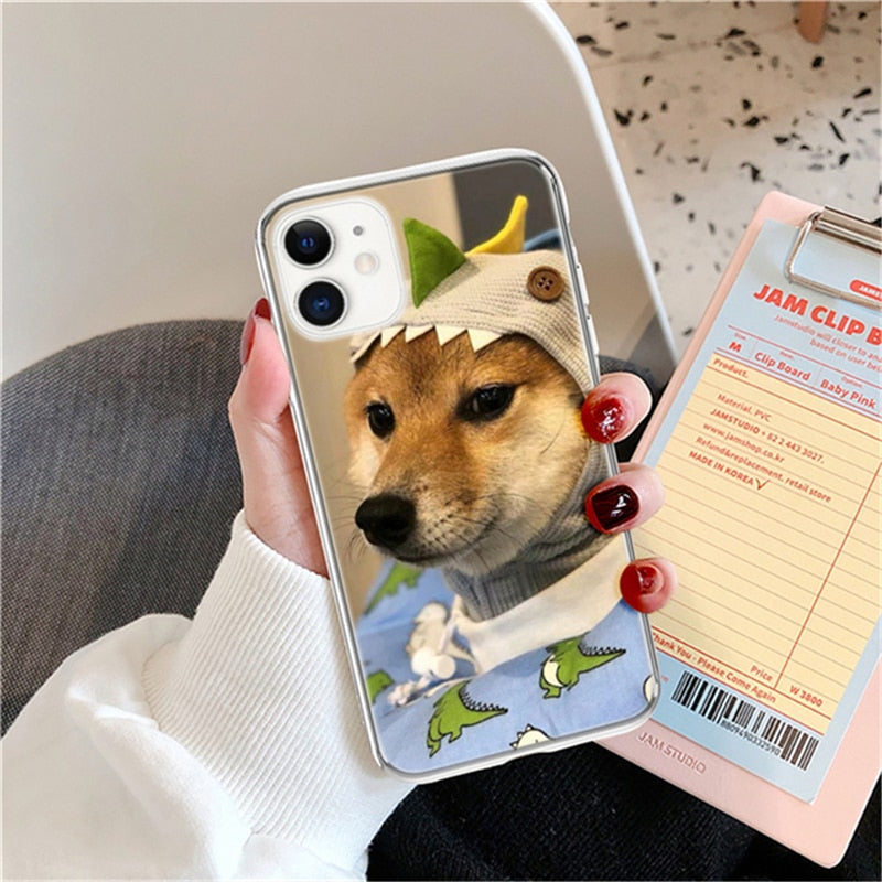 柴犬&猫デザインスマホケース